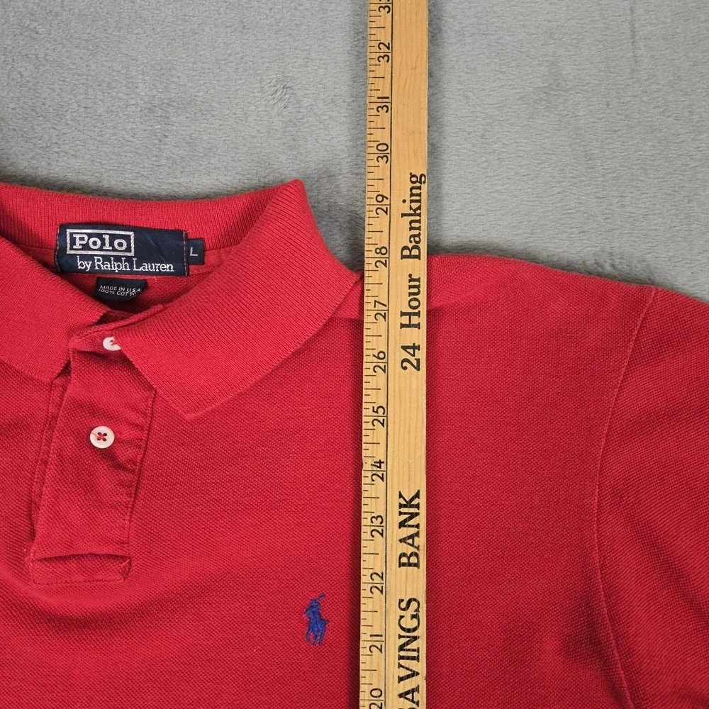 Polo Ralph Lauren Polo Shirt Mens Large Red Vintage USA Made Short Sleeve Preppy